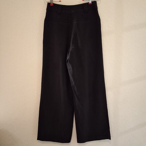 Top Shop High-Rise Wide-Leg Black Trousers With Front Pleats & Pockets Professi - Picture 2 of 8